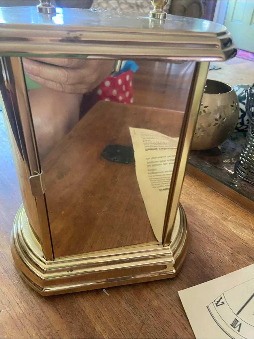 Vintage Montreax Brass Moon Phase Mantle Clock- It works